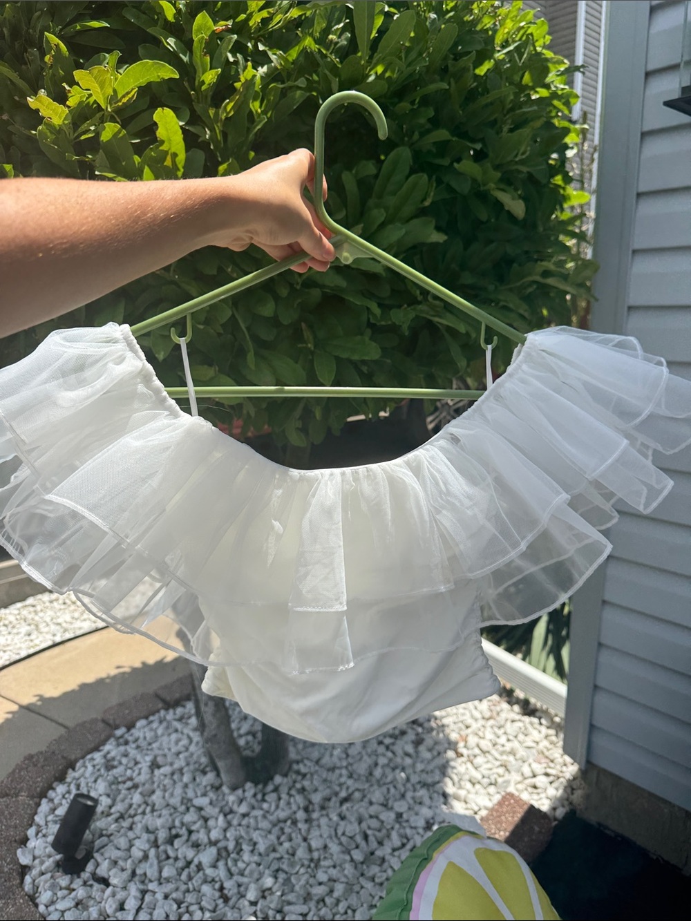 Altar'd State White Off-Shoulder Ruffle Top